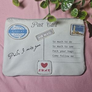 Gray Postcard Cosmetic Bag